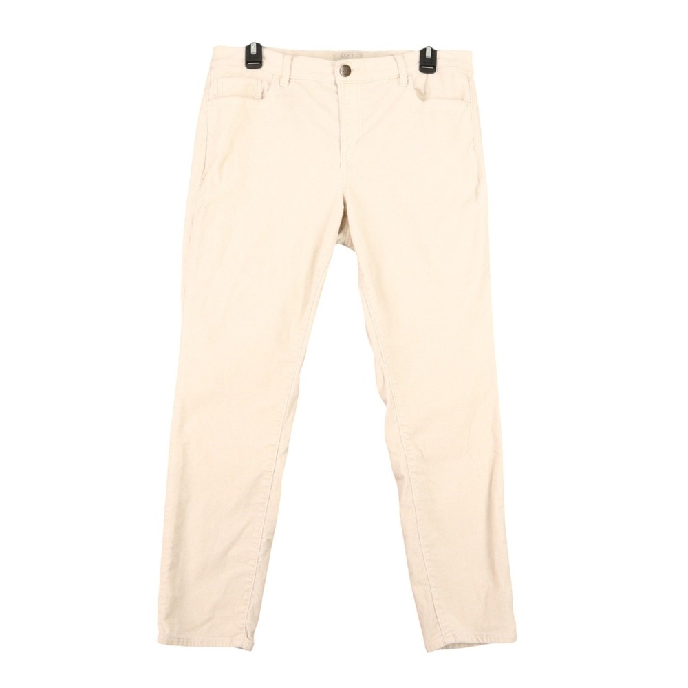 Loft Outlet Corduroy Pants Women 12P Beige Cream Stretch Casual Office Wear
